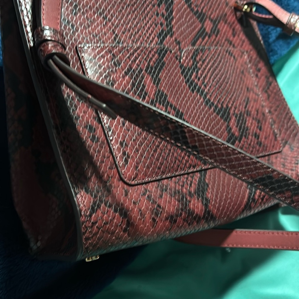 Kate Spade Red and Black Crossbody Bag with Snake Print